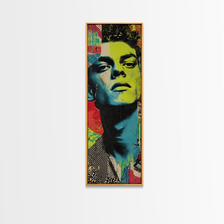 Neon Portrait with Thick Black Outlines Canvas Print, Pop Art, Wall Decor, Living Room Decor, Fine Art, Pop, Apartment Decor, POP-1x3-40
