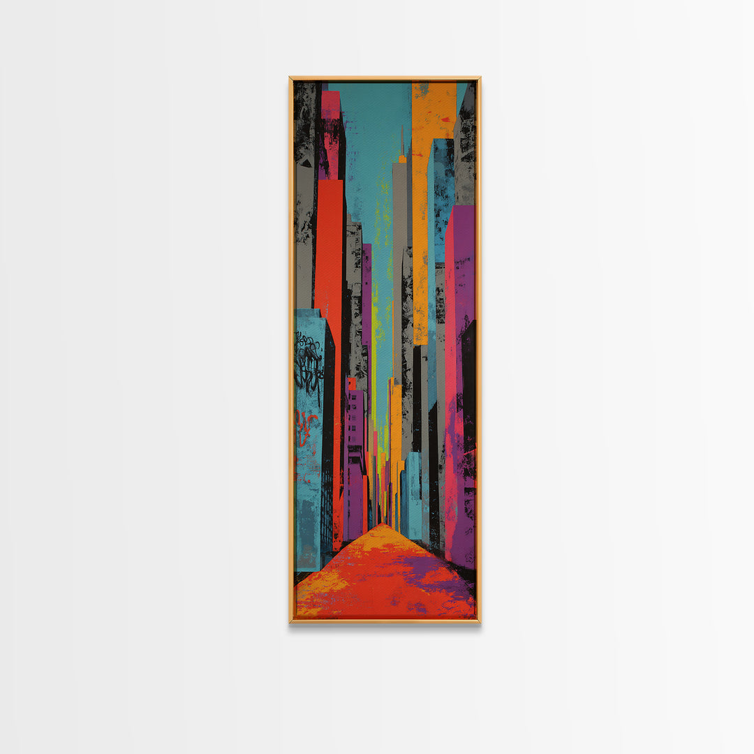 Comic Book City Skyline Canvas Print, Pop Art, Modern Art, Living Room Decor, Abstract Art, Pop, Modern Decor, Fine Art Print, POP-1x3-89