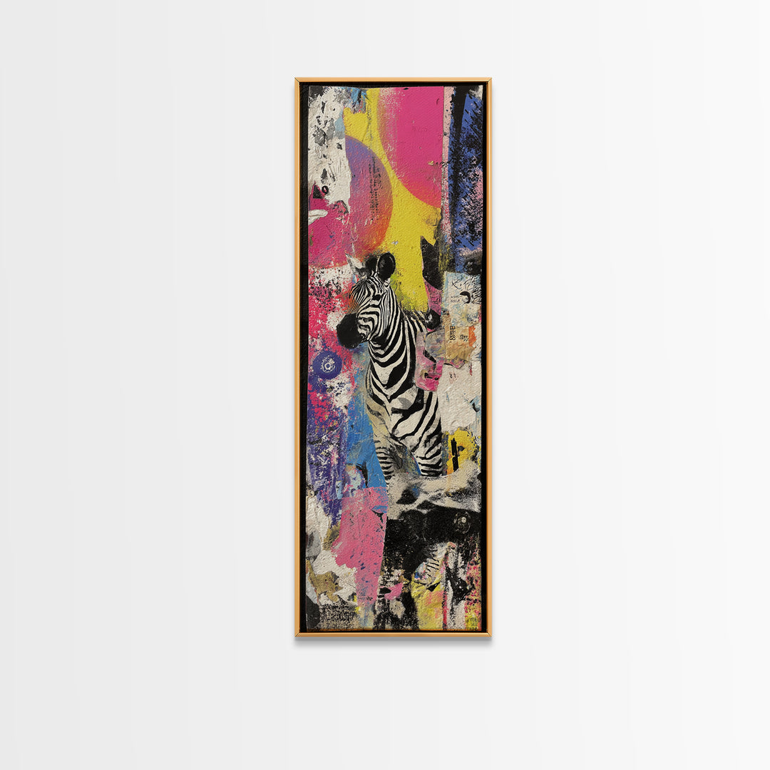 Zebra in Rainbow Pop Pattern Canvas Print, Pop Art, 3d Art, Living Room Decor, Oil Painting, Pop, Textured Painting, POP-1x3-97