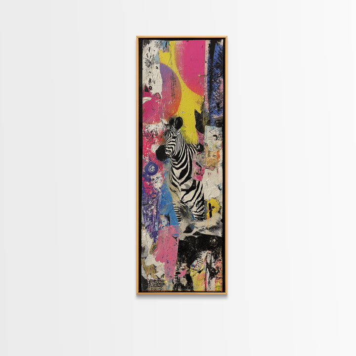 Zebra in Rainbow Pop Pattern Canvas Print, Pop Art, 3d Art, Living Room Decor, Oil Painting, Pop, Textured Painting, POP-1x3-97