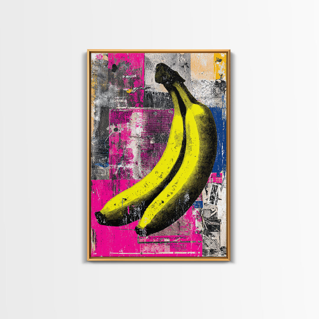 Bright Banana Still Life Canvas Print, Pop Art, Luxury Decor, Living Room Decor, Fine Art, Pop, Custom Portrait, Pet Portrait, POP-2x3-10