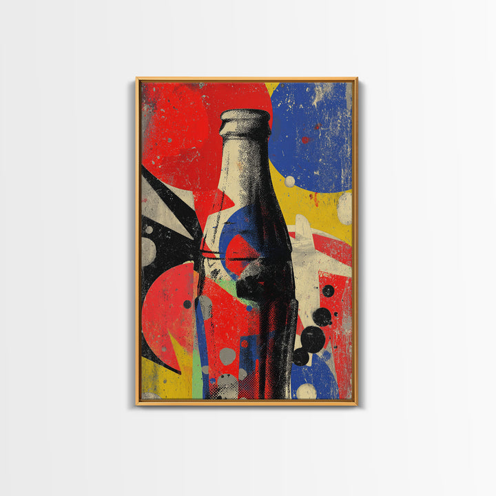 Retro Soda Bottle Framed Canvas Print, Pop Art, Art, Living Room Decor, Abstract Art, Pop, Bedroom Decor, Portrait, POP-2x3-59