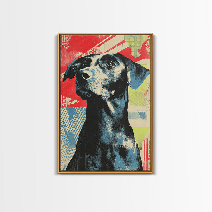Pop Art Dog Portrait Framed Canvas Print, Pop Art, Bedroom Decor, Living Room Decor, Fine Art, Pop, 3d Art, Graffiti Art, POP-2x3-87