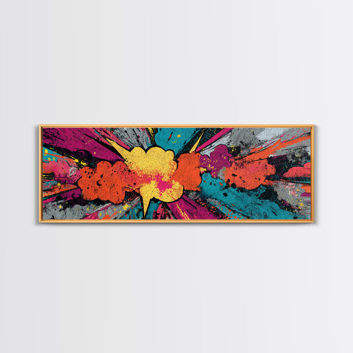 Exploding Starburst Shapes Without Text Canvas Print, Pop Art, Canvas Painting, Living Room Decor, Pop, Statement Artwork, POP-3x1-98