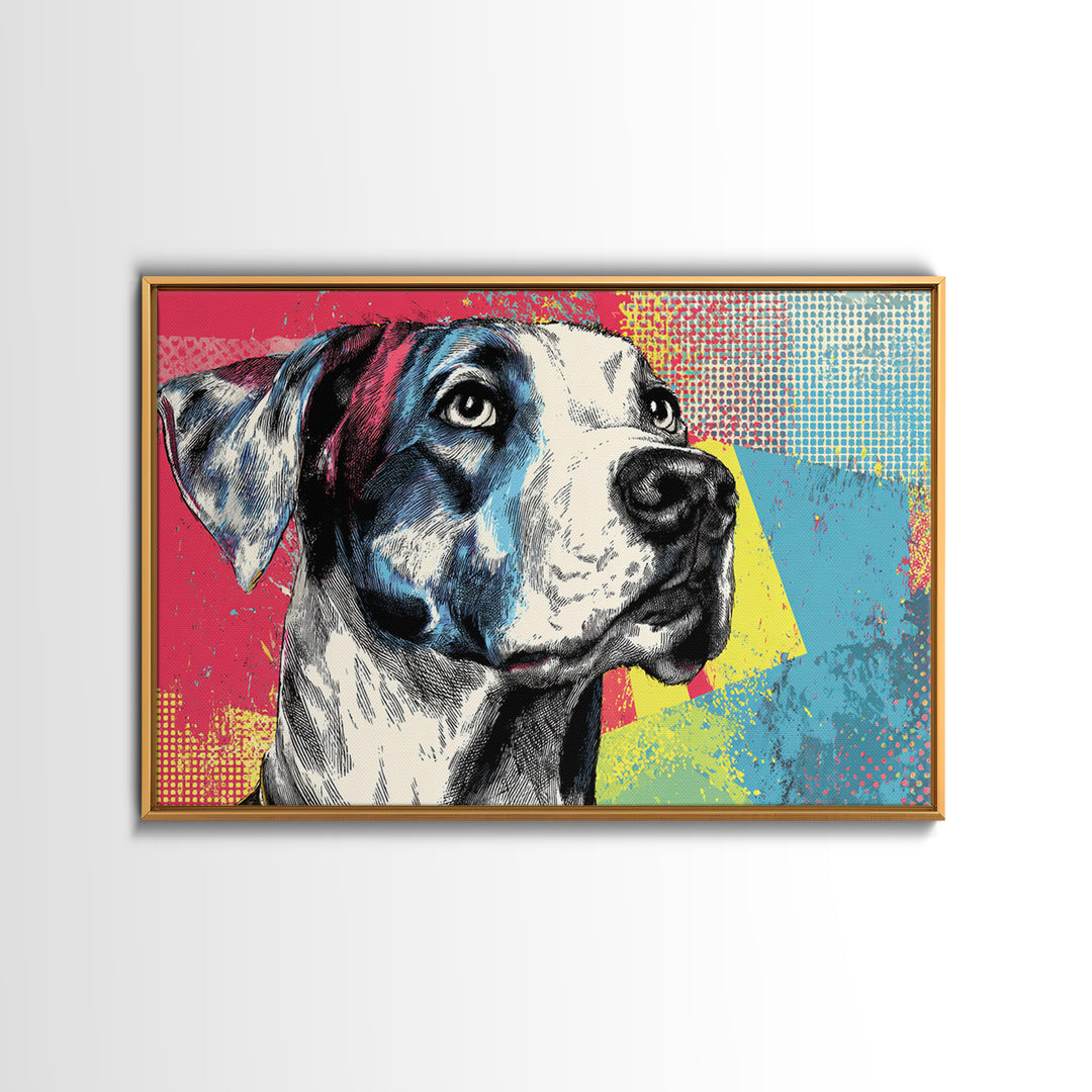 Pop Art Dog Portrait Framed Canvas Print, Pop Art, Art Print, Living Room Decor, Fine Art, Pop, Custom Portrait, Pet Portrait, POP-3x2-59