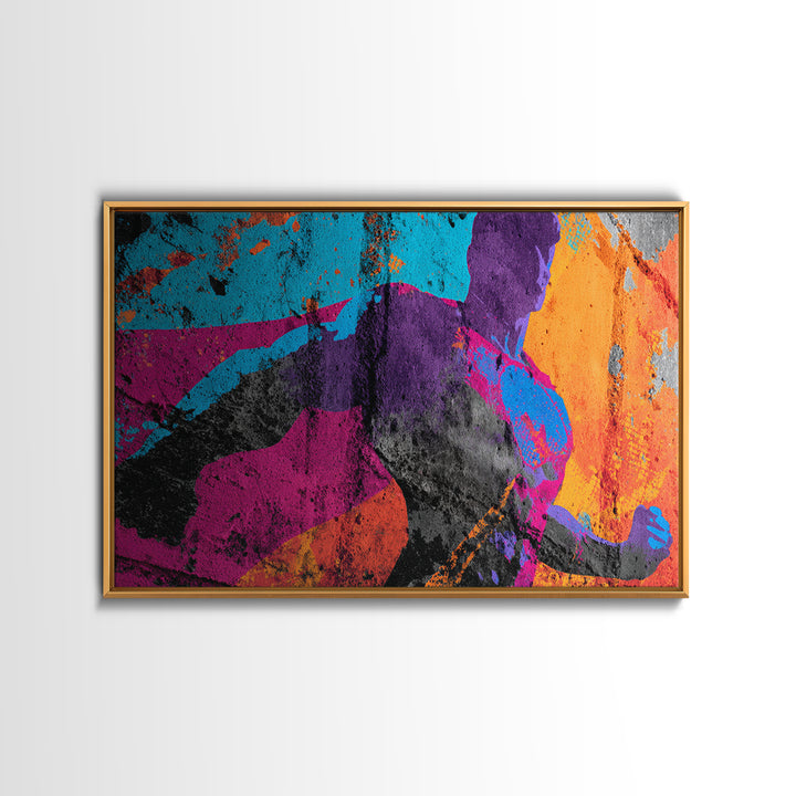 Superhero Silhouette in Dynamic Color Fields Canvas Print, Pop Art, Textured Painting, Living Room Decor, Abstract Art, Pop, POP-3x2-67