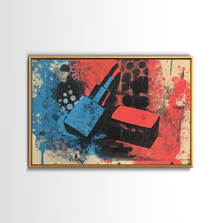 Lipstick and Perfume Fashion Still Life Framed Canvas Print, Pop Art, Art Print, Living Room Decor, Pop, Custom Portrait, POP-3x2-96