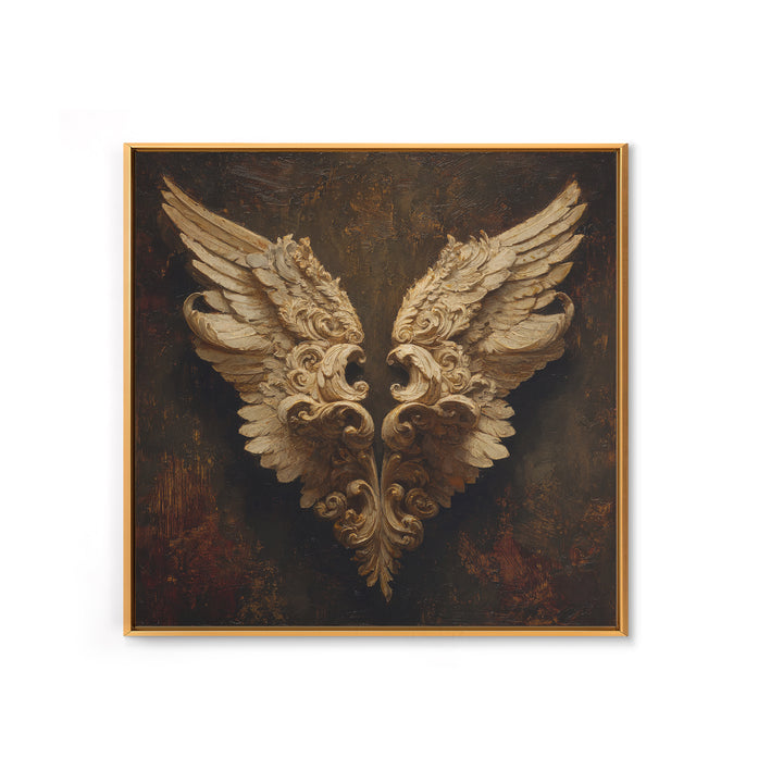 Angel Wings with Gold and Ivory Tones Canvas Print, Renaissanceinspired Art, Wall Art Print, Living Room Decor, Classic, REN-1x1-18
