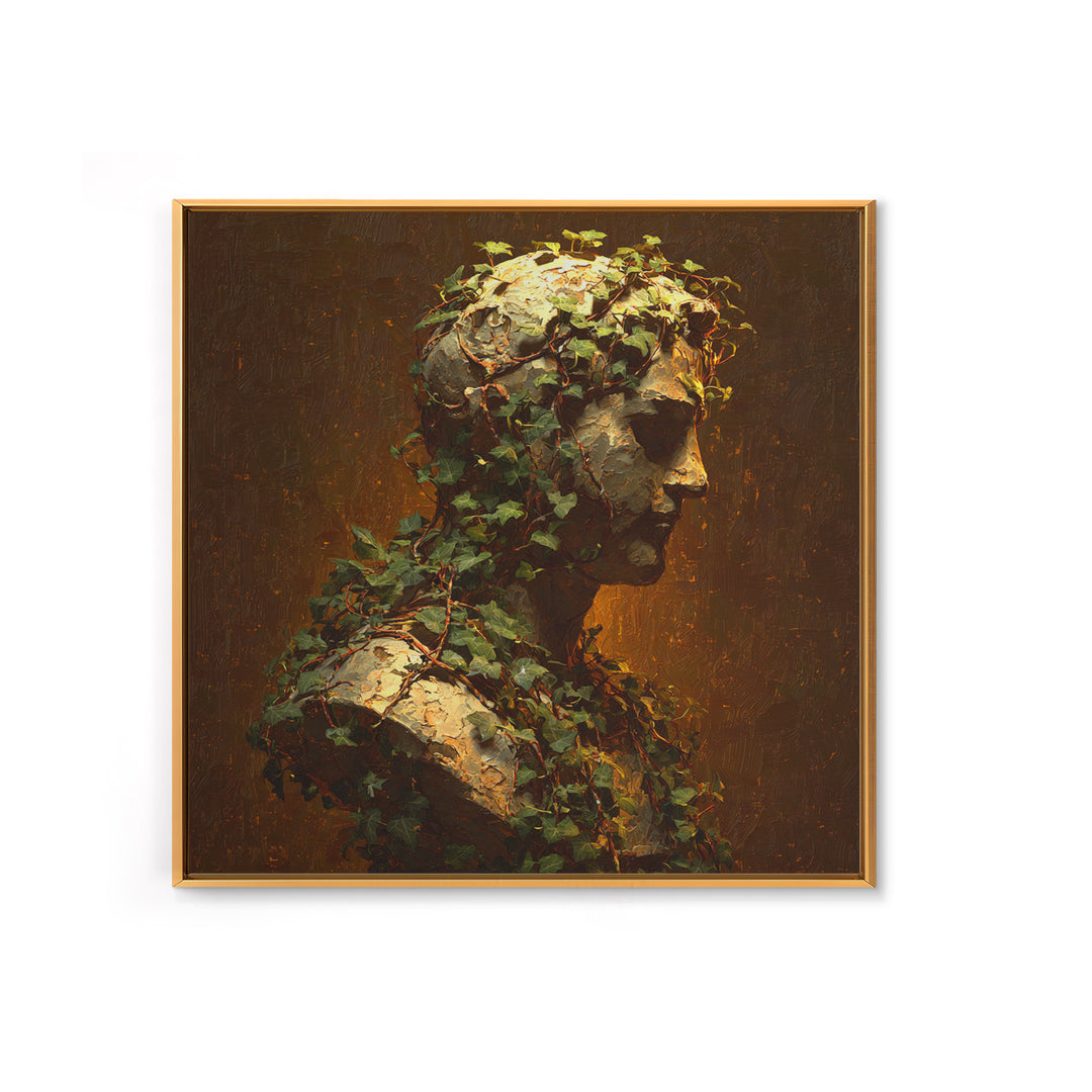 Classical Statue Bust Covered Canvas Print, Renaissanceinspired Art, Unique Wall Art, Living Room Decor, Watercolor Art, REN-1x1-19