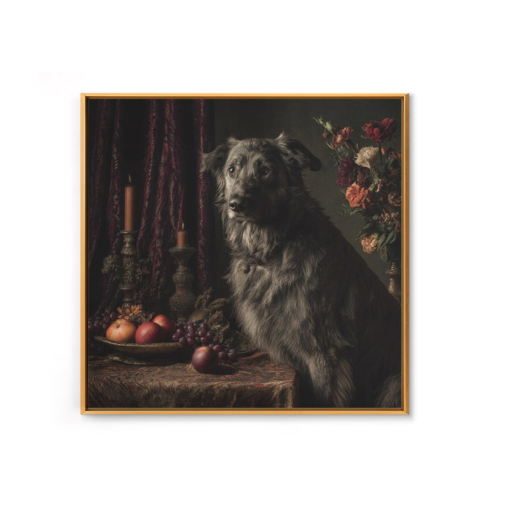 Noble Dog Portrait Canvas Print, Renaissanceinspired Art, Living Room Decor, Oil Painting, Classic, Living Room Art, REN-1x1-20