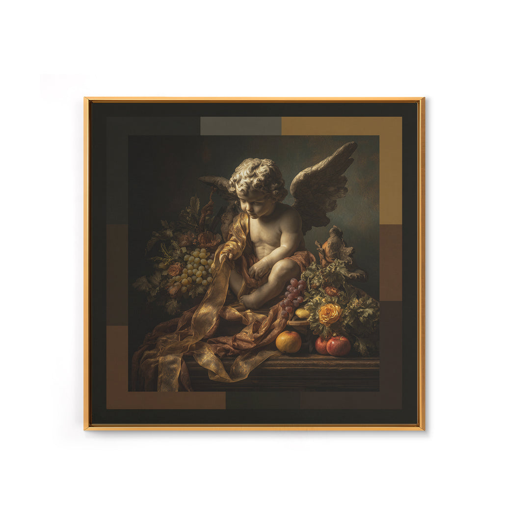 Cherub Holding a Ribbon Among Clouds Canvas Print, Renaissanceinspired Art, Living Room Art, Living Room Decor, Oil Painting, REN-1x1-30
