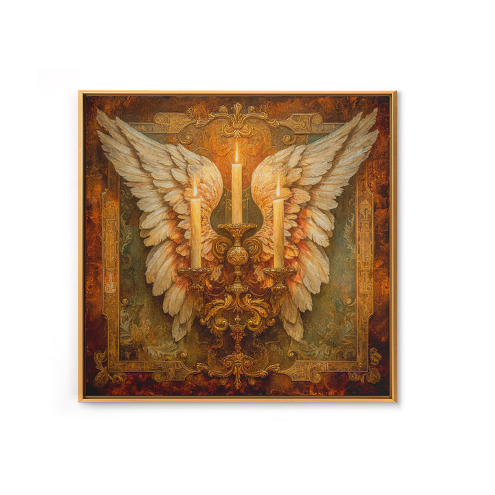 Angel Wings with Gold and Ivory Tones Canvas Print, Renaissanceinspired Art, Unique Wall Decor, Living Room Decor, Classic, REN-1x1-66