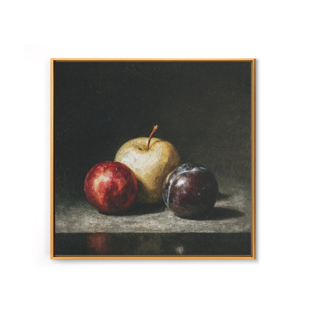 Oil Painted Fruit Still Life on Dark Canvas Print, Renaissanceinspired Art, Art Print, Living Room Decor, Fine Art, Classic, REN-1x1-99