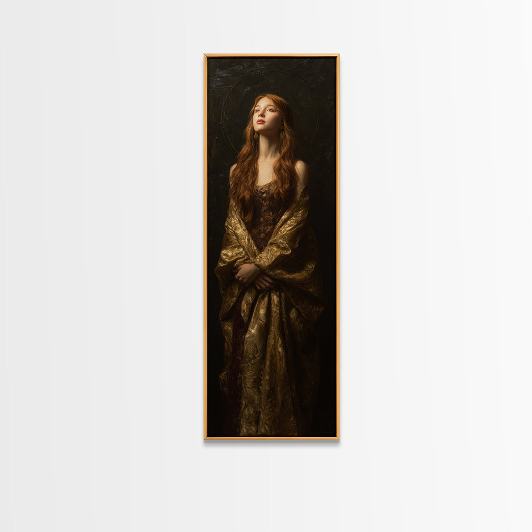 Gold Halo Portrait Canvas Print, Renaissanceinspired Art, Digital Print, Living Room Decor, Fine Art, Classic, Living Room Art, REN-1x3-41