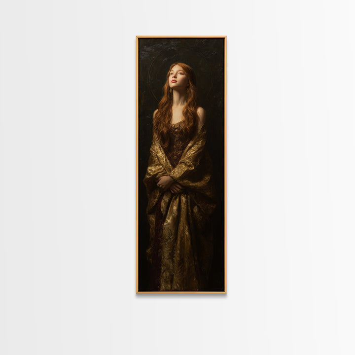 Gold Halo Portrait Canvas Print, Renaissanceinspired Art, Digital Print, Living Room Decor, Fine Art, Classic, Living Room Art, REN-1x3-41