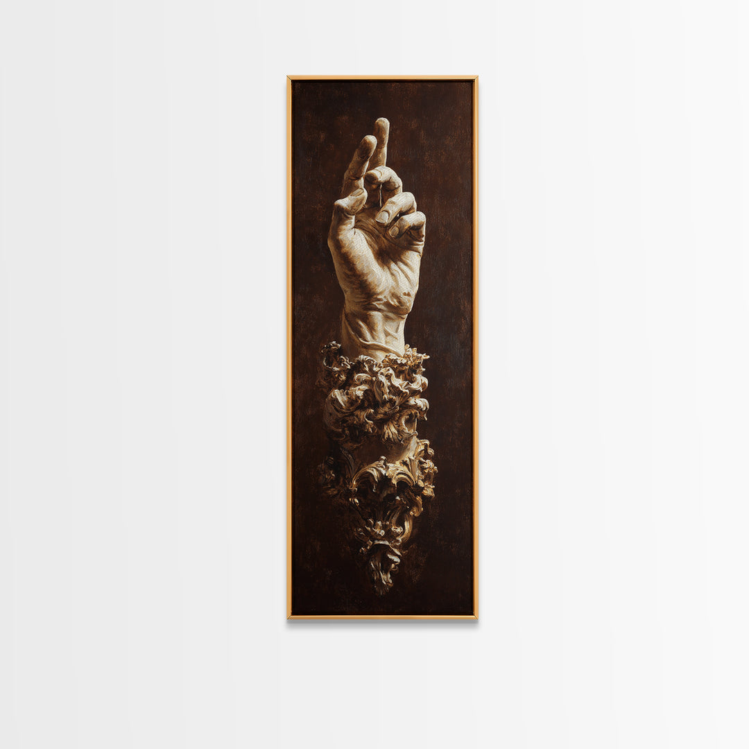 Classical Hands Study Framed Canvas Print, Renaissanceinspired Art, Cat Painting, Living Room Decor, Fine Art, Classic, REN-1x3-50