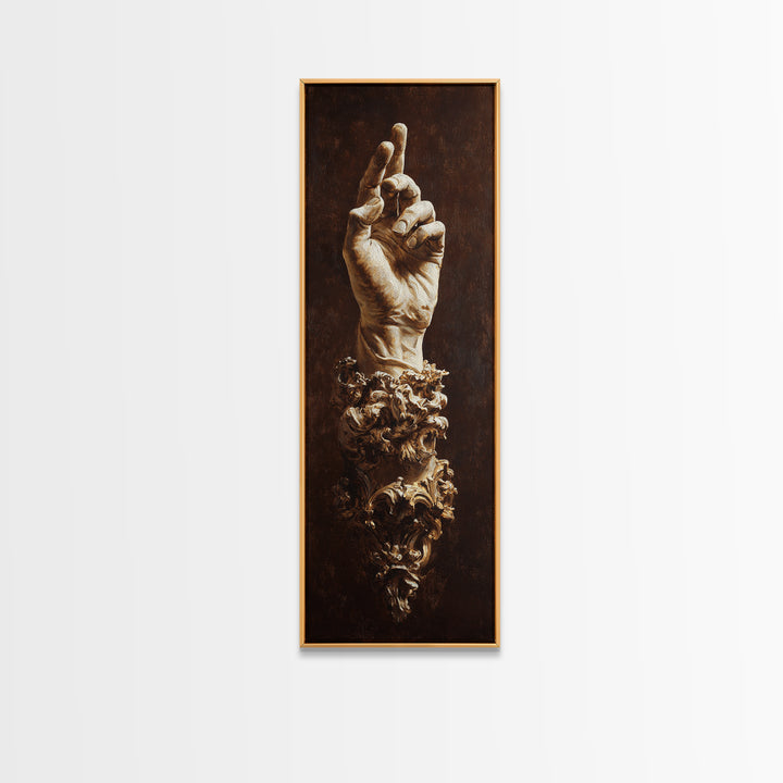 Classical Hands Study Framed Canvas Print, Renaissanceinspired Art, Cat Painting, Living Room Decor, Fine Art, Classic, REN-1x3-50