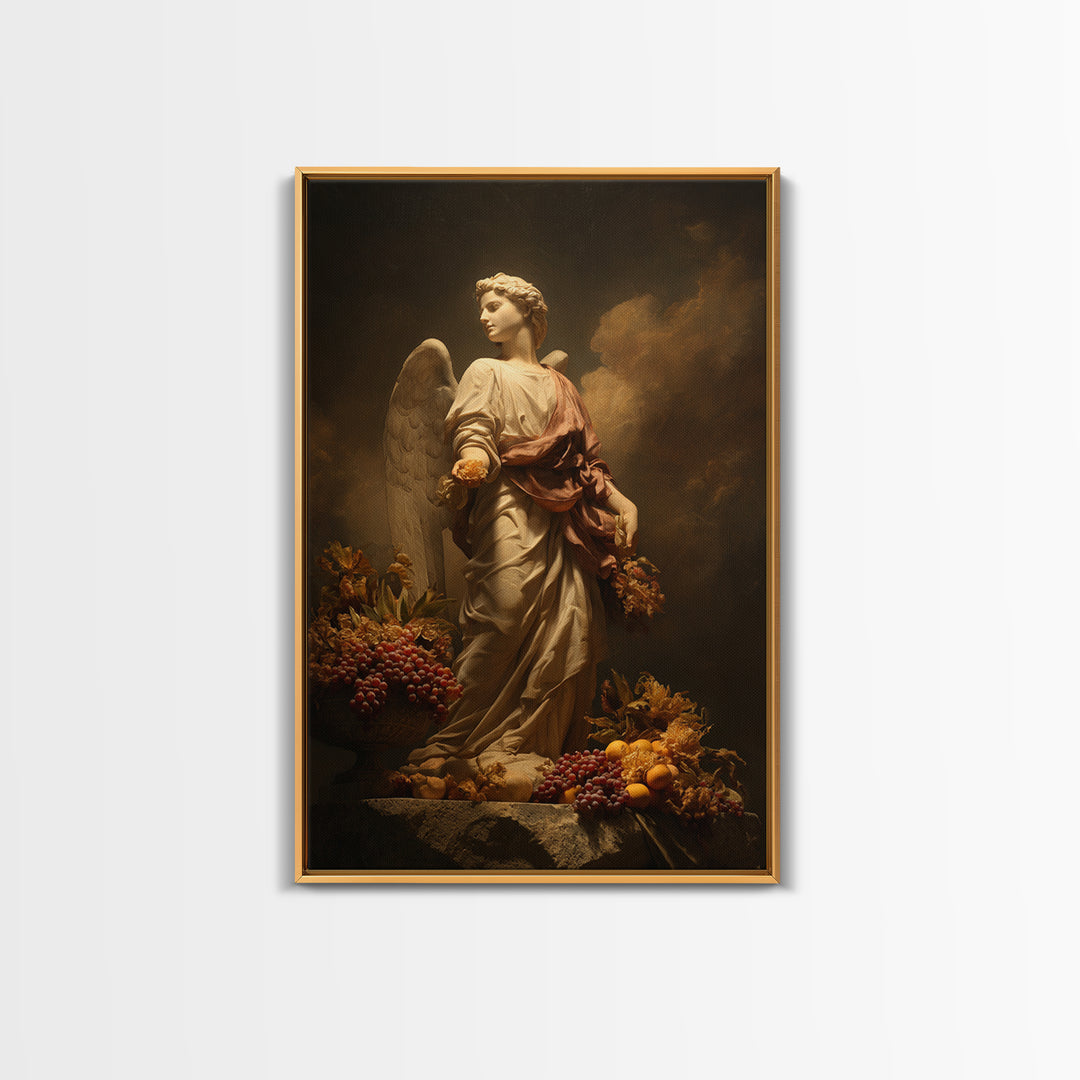 Classical Angel Study Canvas Print, Renaissanceinspired Art, Floral Painting, Living Room Decor, Fine Art, Classic, Art Print, REN-2x3-10