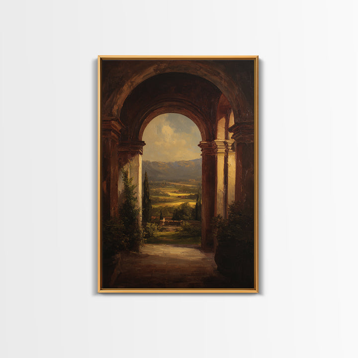 Architectural Arch with Italian Landscape Beyond Canvas Print, Renaissanceinspired Art, Jesus Art, Living Room Decor, Classic, REN-2x3-19