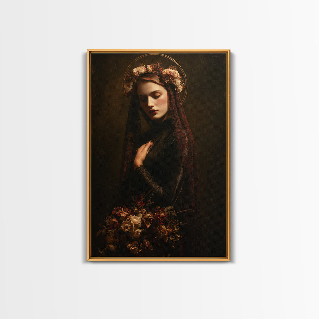 Madonna Like Portrait Canvas Print, Renaissanceinspired Art, Minimalist Decor, Living Room Decor, Fine Art, Classic, Jesus Art, REN-2x3-57