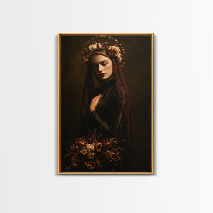 Madonna Like Portrait Canvas Print, Renaissanceinspired Art, Minimalist Decor, Living Room Decor, Fine Art, Classic, Jesus Art, REN-2x3-57