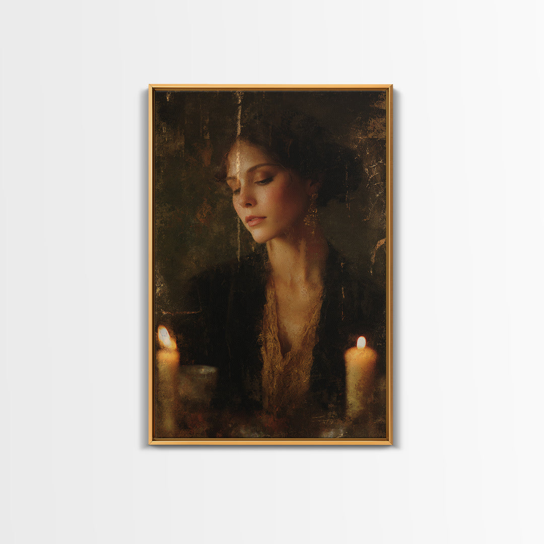 Gold Halo Portrait Canvas Print, Renaissanceinspired Art, Luxury Decor, Living Room Decor, Fine Art, Classic, Printable Art, REN-2x3-61