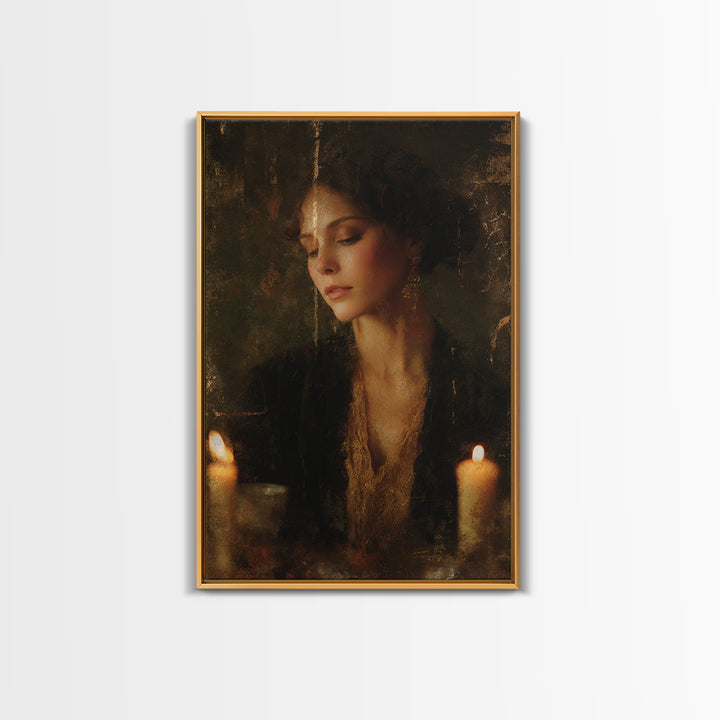 Gold Halo Portrait Canvas Print, Renaissanceinspired Art, Luxury Decor, Living Room Decor, Fine Art, Classic, Printable Art, REN-2x3-61