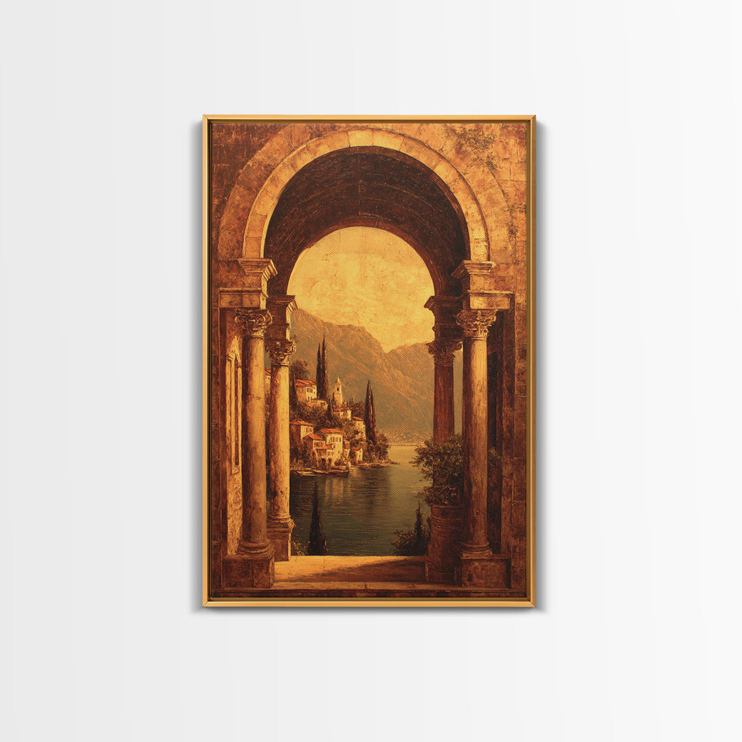Architectural Arch with Italian Landscape Beyond Canvas Print, Renaissanceinspired Art, Luxury Decor, Living Room Decor, REN-2x3-91