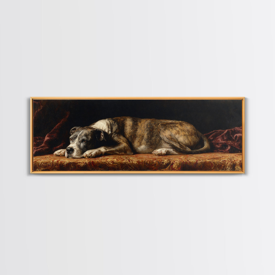 Noble Dog Portrait Canvas Print, Renaissanceinspired Art, Floral Painting, Living Room Decor, Fine Art, Classic, Art Print, REN-3x1-36