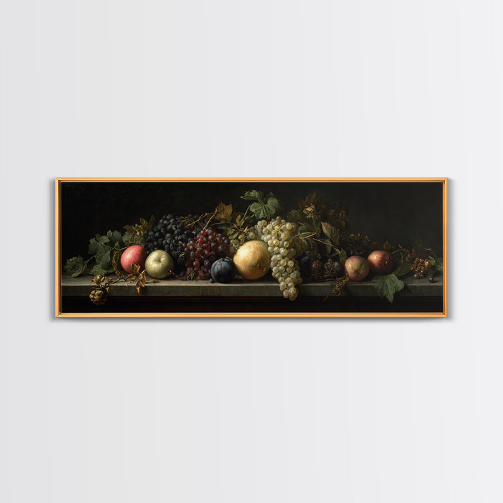 Oil Painted Fruit Still Life on Dark Canvas Print, Renaissanceinspired Art, Art Print, Living Room Decor, Fine Art, Classic, REN-3x1-43