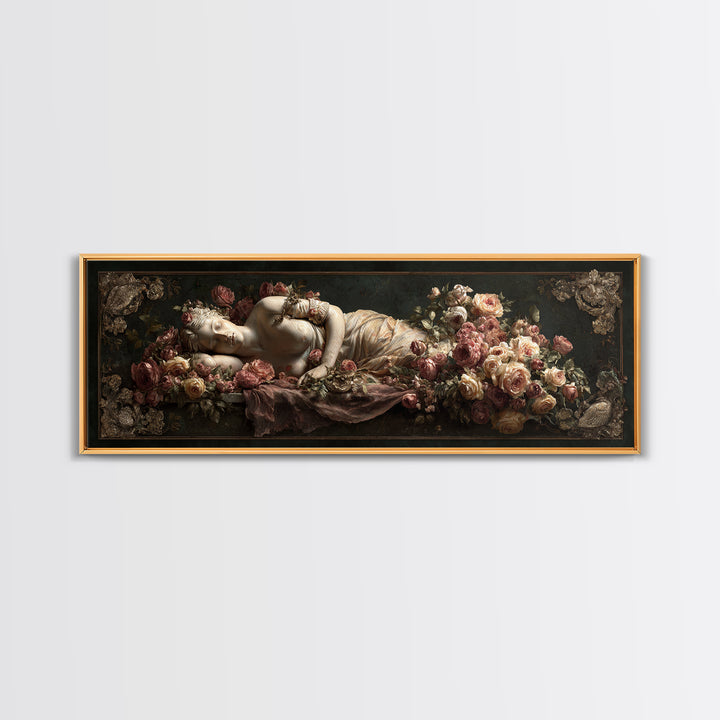 Venus Inspired Figure with Seashell and Roses Canvas Print, Renaissanceinspired Art, Room Decor, Living Room Decor, Classic, REN-3x1-68