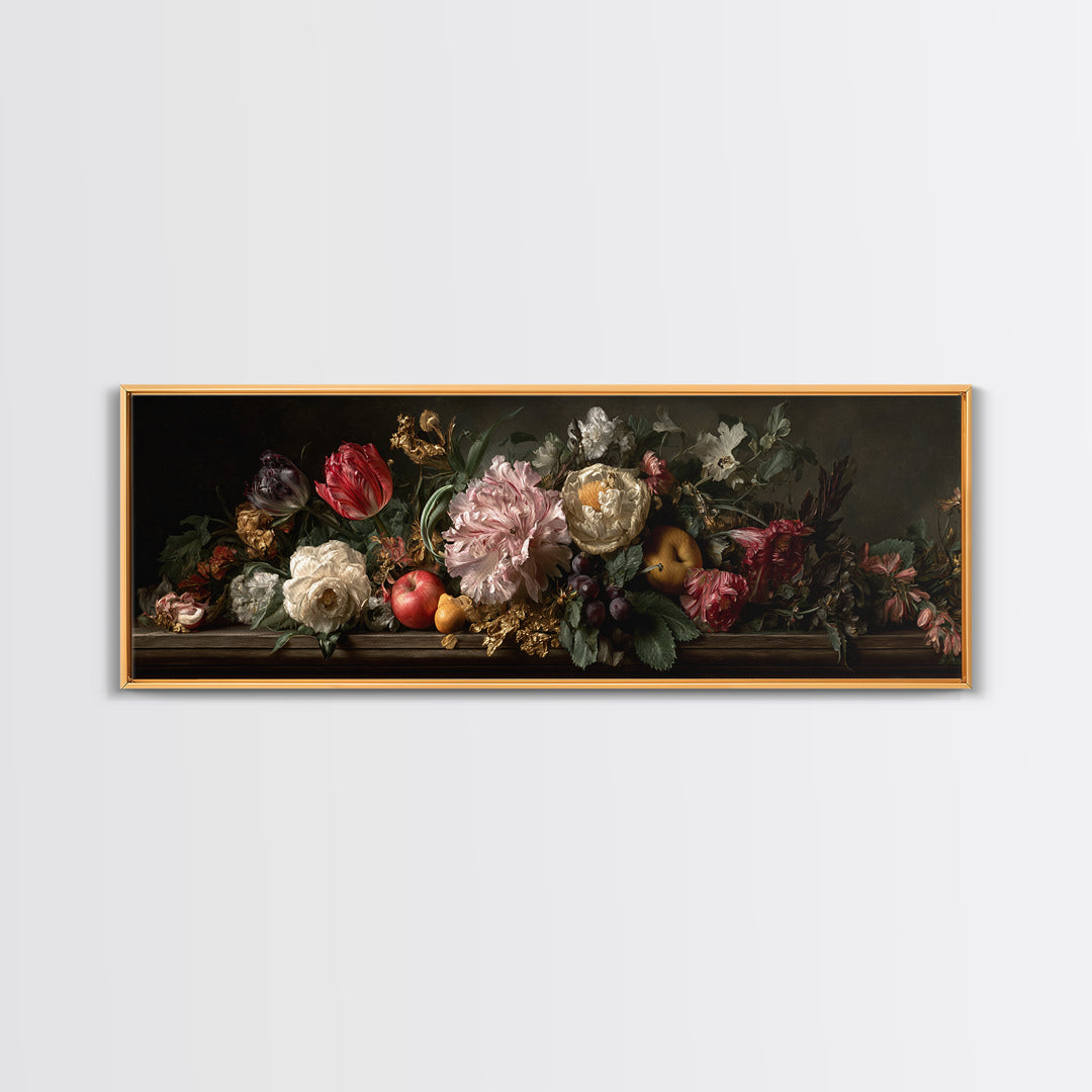 Renaissance Botanical Study Canvas Print, Renaissanceinspired Art, Digital Art, Living Room Decor, Oil Painting, Classic, REN-3x1-71