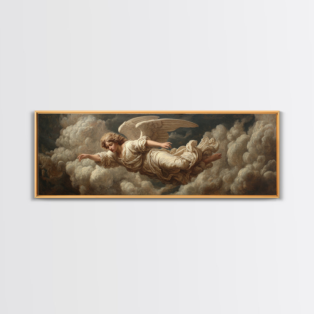 Classical Angel Study Framed Canvas Print, Renaissanceinspired Art, Jesus Art, Living Room Decor, Classic, Fantasy Decor, REN-3x1-90