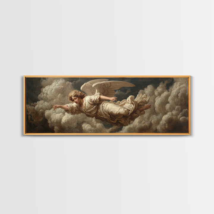 Classical Angel Study Framed Canvas Print, Renaissanceinspired Art, Jesus Art, Living Room Decor, Classic, Fantasy Decor, REN-3x1-90