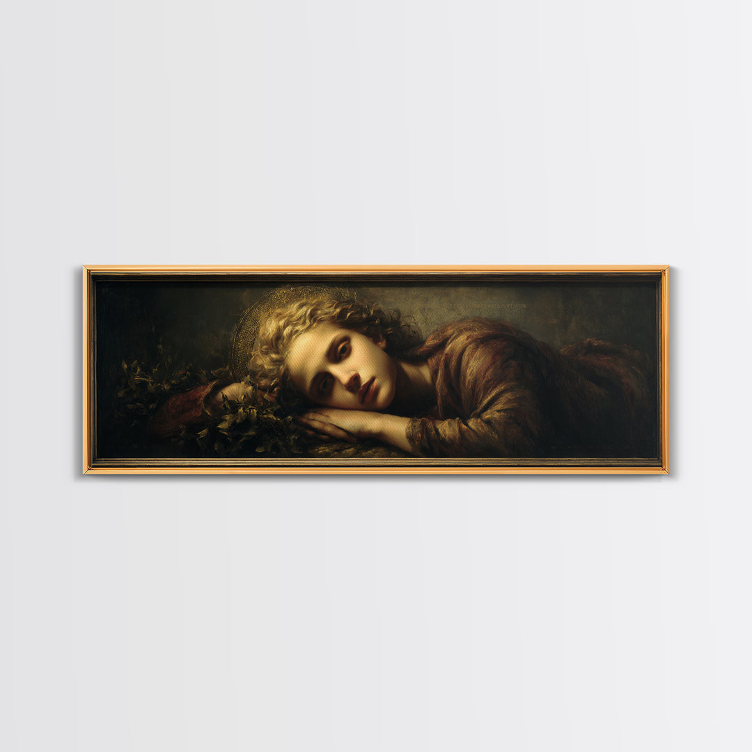 Gold Halo Portrait Canvas Print, Renaissanceinspired Art, Medieval Decor, Living Room Decor, Classic, Elegant Home Decor, REN-3x1-93