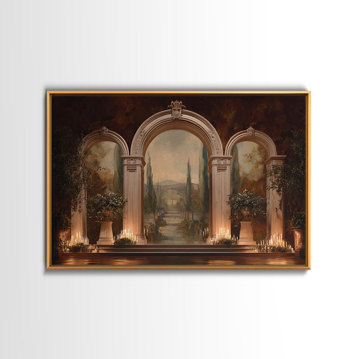Architectural Arch with Italian Landscape Beyond Canvas Print, Renaissanceinspired Art, Jesus Art, Living Room Decor, Classic, REN-3x2-39