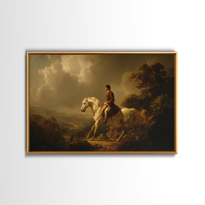 Classical Horse and Rider Framed Canvas Print, Renaissanceinspired Art, Cat Art, Living Room Decor, Fine Art, Classic, REN-3x2-85