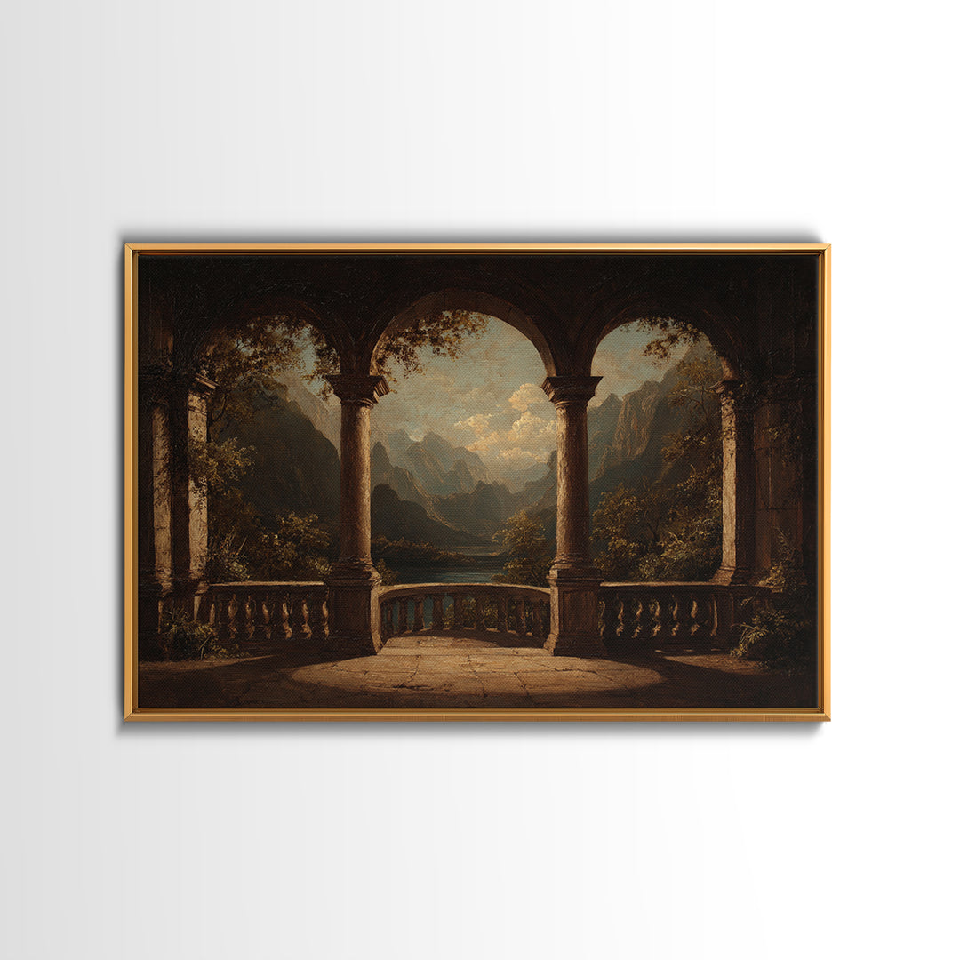 Architectural Arch with Italian Landscape Beyond Canvas Print, Renaissanceinspired Art, Jesus Art, Living Room Decor, Classic, REN-3x2-87