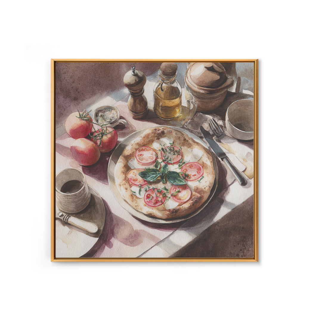Pizzeria Tomato Basil and Mozzarella Still Life Canvas Print, Restaurant Art, Kitchen Wall Decor, Restaurant Decor, Bistro, RES-1x1-10