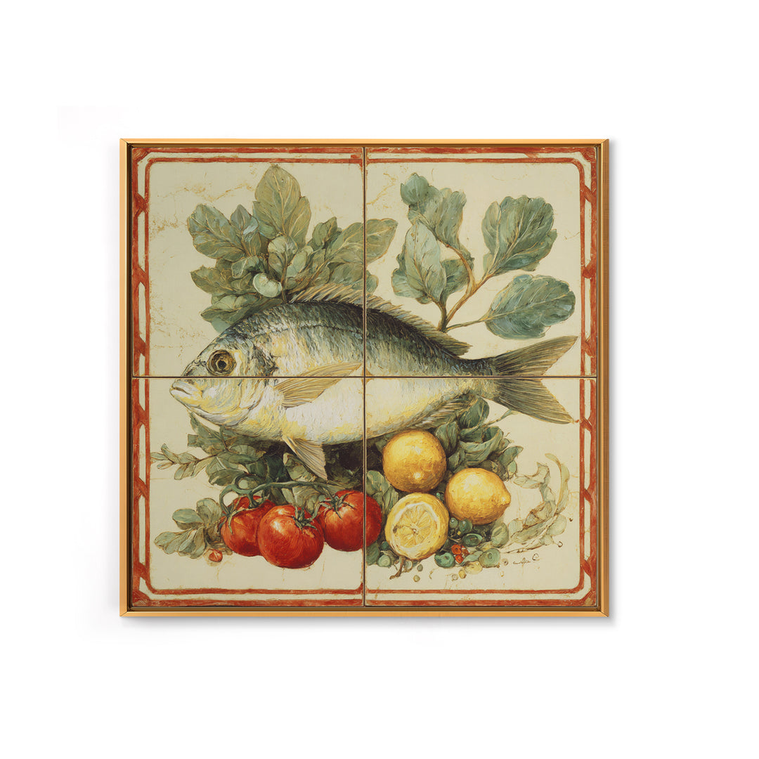 Fresh Fish with Lemon and Herbs Canvas Print, Restaurant Art, Kitchen Decor, Restaurant Decor, Bistro, Bedroom Wall Art, RES-1x1-23