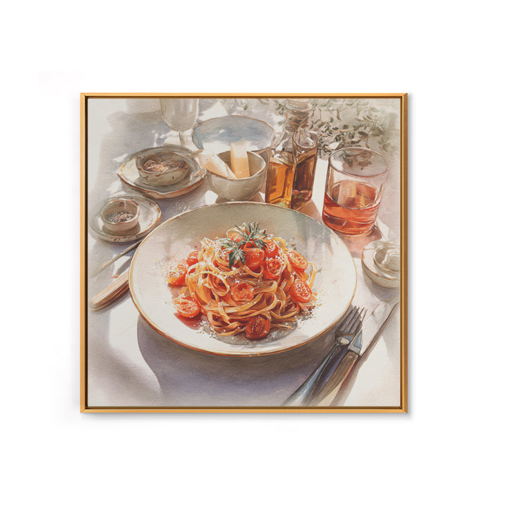Fresh Pasta with Tomatoes and Basil Canvas Print, Restaurant Art, Cool Wall Art, Restaurant Decor, Fine Art, Bistro, RES-1x1-26