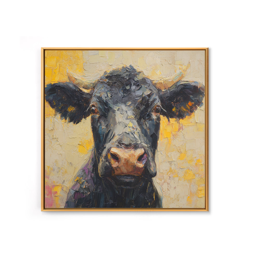 Steakhouse Black and Gold Bull Portrait Canvas Print, Restaurant Art, Living Room Decor, Restaurant Decor, Fine Art, Bistro, RES-1x1-31