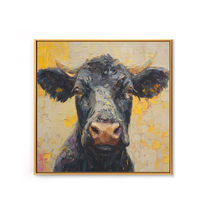Steakhouse Black and Gold Bull Portrait Canvas Print, Restaurant Art, Living Room Decor, Restaurant Decor, Fine Art, Bistro, RES-1x1-31