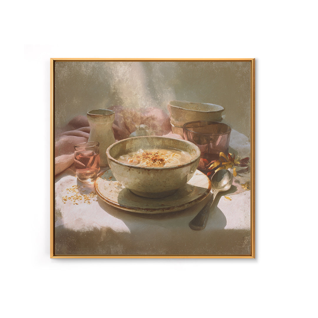 Ramen Bowl Rendered Framed Canvas Print, Restaurant Art, Gallery Decor, Restaurant Decor, Fine Art, Bistro, Wall Art, RES-1x1-38