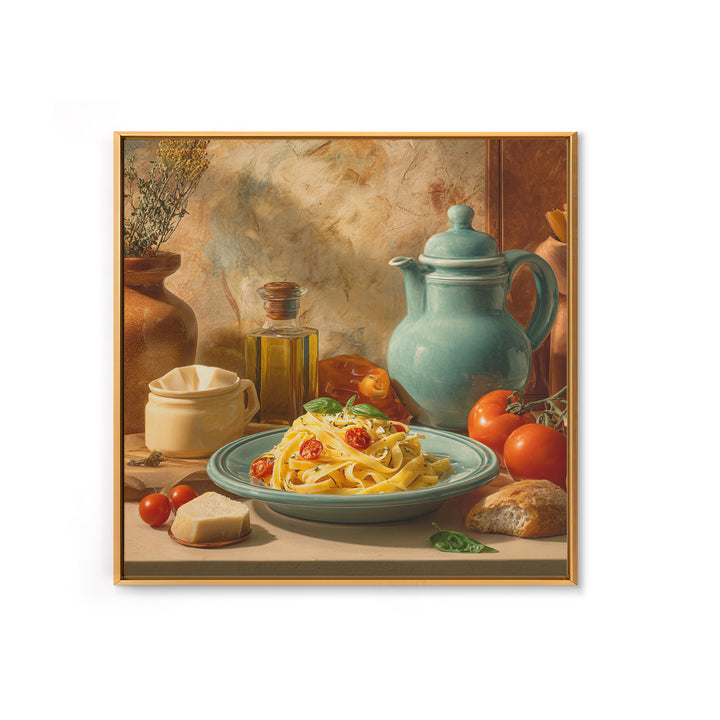 Fresh Pasta with Tomatoes and Basil Canvas Print, Restaurant Art, Cool Wall Art, Restaurant Decor, Fine Art, Bistro, RES-1x1-50
