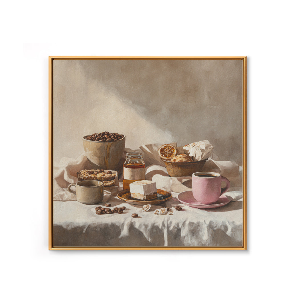 Coffee Beans and Pastry Arrangement Canvas Print, Restaurant Art, Modern Decor, Restaurant Decor, Fine Art, Bistro, Poster, RES-1x1-94