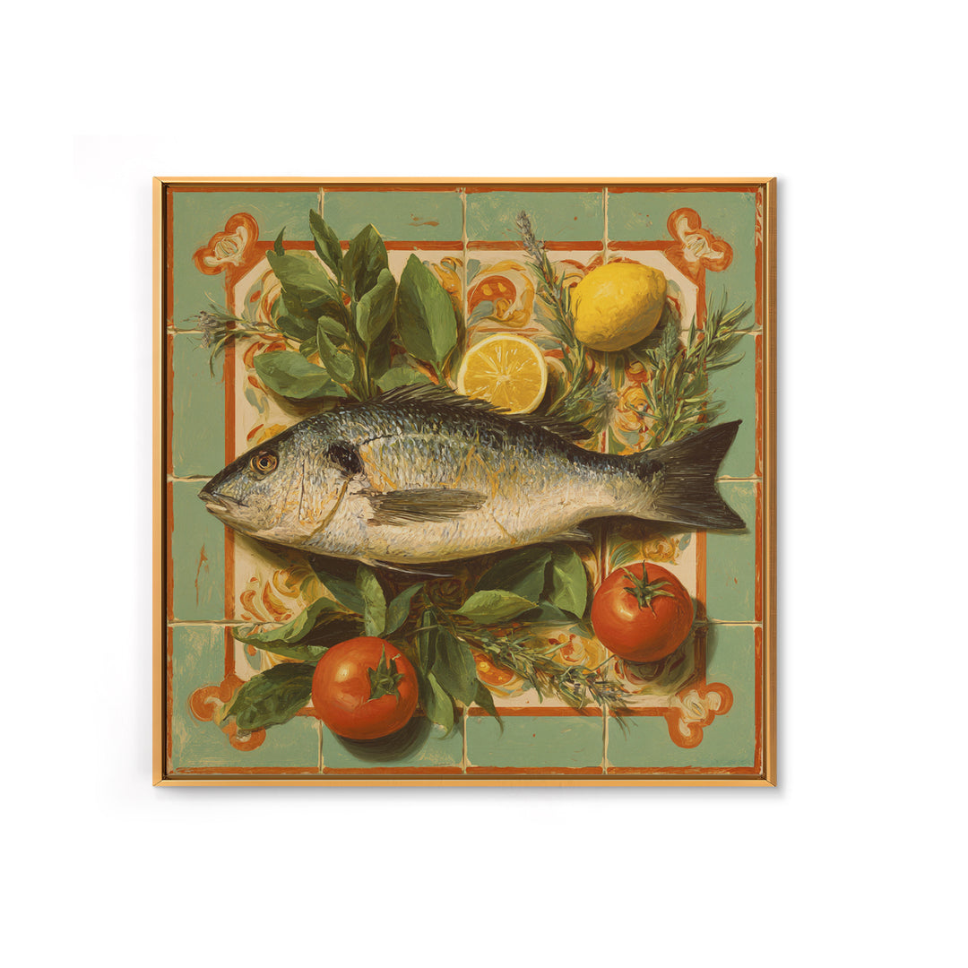 Fresh Fish with Lemon and Herbs Canvas Print, Restaurant Art, Fine Art Print, Restaurant Decor, Fine Art, Bistro, Wall Decor, RES-1x1-95