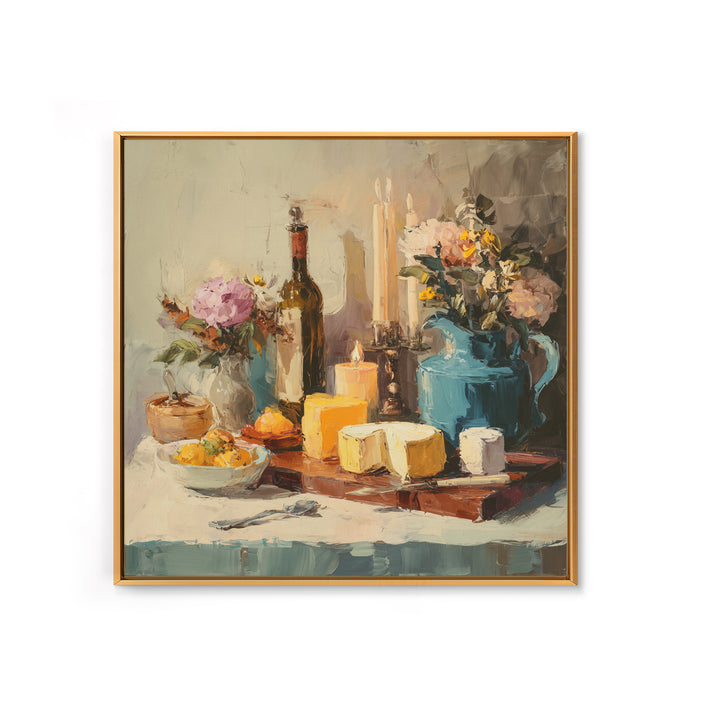 Elegant Table Objects Framed Canvas Print, Restaurant Art, Canvas, Restaurant Decor, Fine Art, Bistro, Living Room Decor, RES-1x1-96