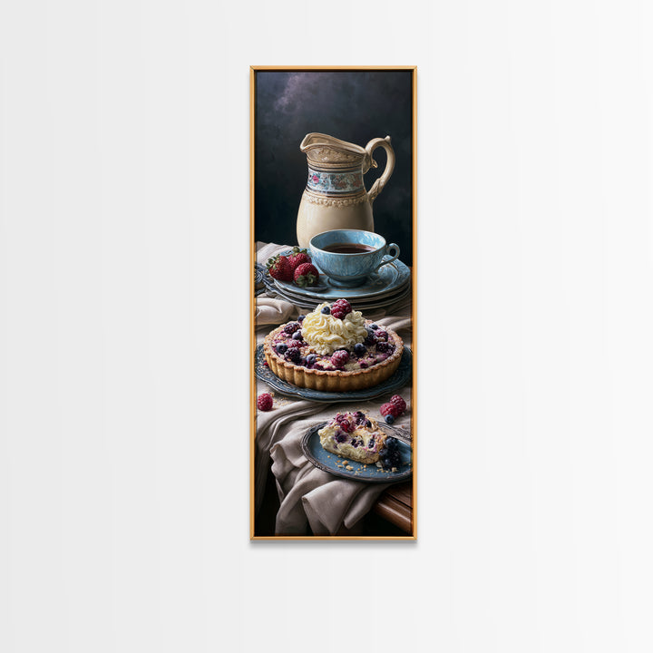Dessert Tart with Berries and Cream Canvas Print, Restaurant Art, Stained Glass Art, Restaurant Decor, Fine Art, Bistro, RES-1x3-100