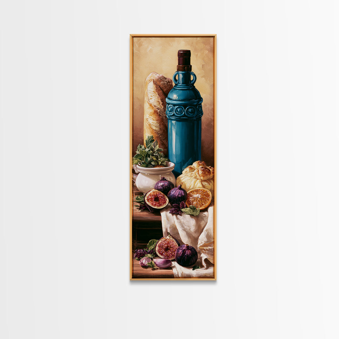 Wine Bottle and Figs Canvas Print, Restaurant Art, Minimalist Decor, Restaurant Decor, Fine Art, Bistro, Kitchen Decor, RES-1x3-13